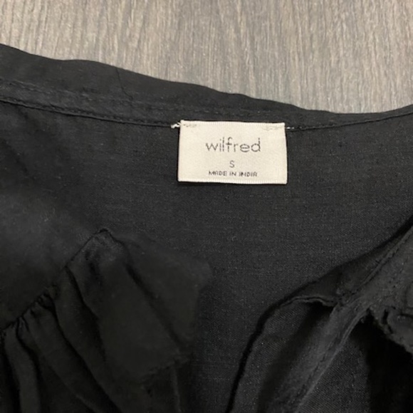 Wilfred Aritzia Splendour Sheer Button Front Peasant Black Blouse Size S - Picture 4 of 12